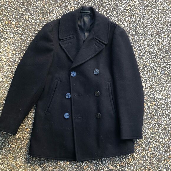 #P6 Vintage WWII Era US Navy Naval Military wool pea coat size 38 - Picture 8 of 8
